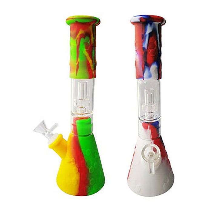 11" Honeycomb Silicone Bong with Shower percolator