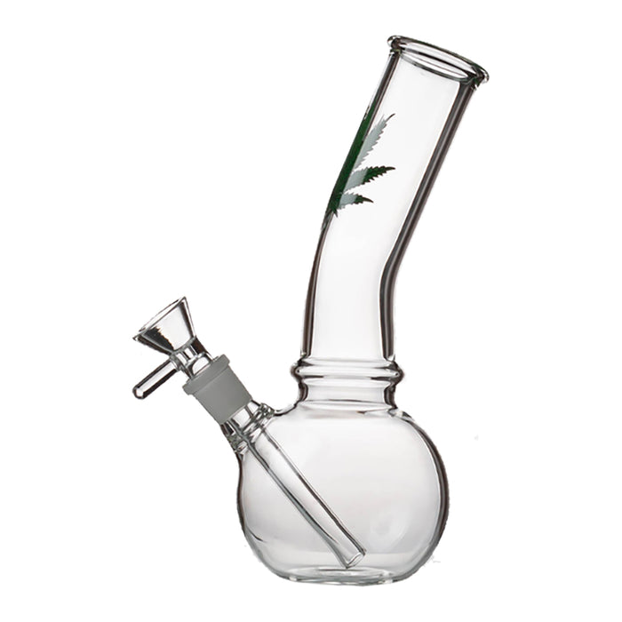 8" Glass Bong with Leaf