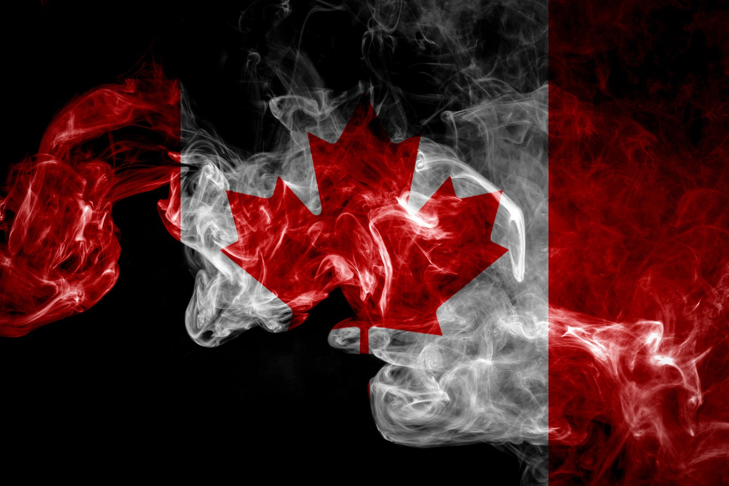 Canadian flag rendered with smoke effect to symbolize vaping in Canada