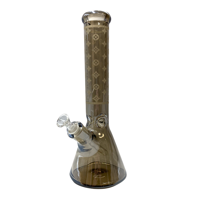 Glass Beaker Bong -14" Lv Pattern (7mm) - Asst Colours (v17) Dark Grey