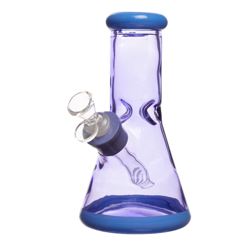 8" 7mm Clear Glass Bong Blue