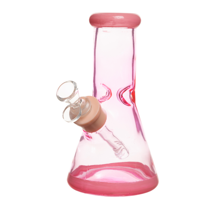 8" 7mm Clear Glass Bong Pink