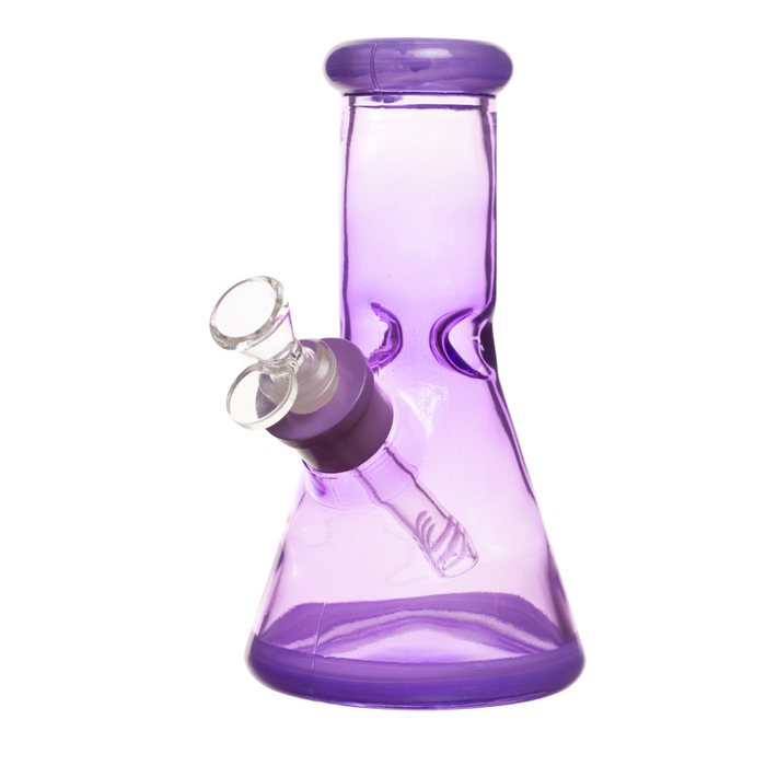 8" 7mm Clear Glass Bong Purple