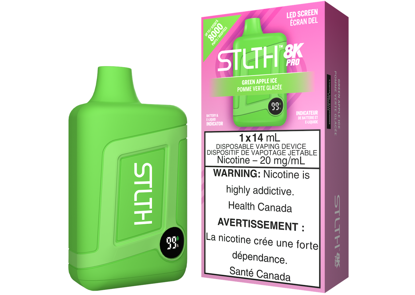 STLTH 8K Pro Green Apple Ice flavour