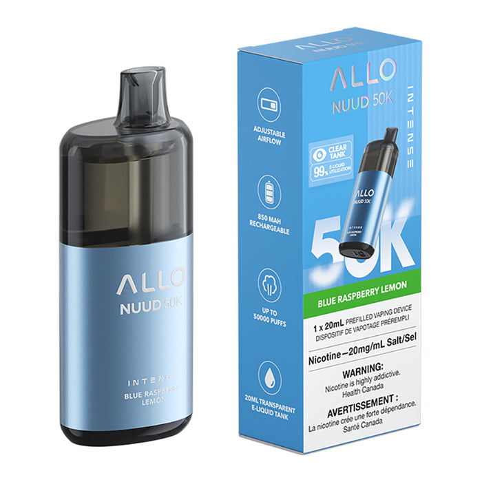 Allo Intense Nuud 50K Disposable Vape Device - Blue Raspberry Lemon 20ml| Free Shipping $75+ NVB Inc. Allo Intense Nuud 50K Disposable Vape Device - Blue Raspberry Lemon 20ml| Free Shipping $75+ NVB Inc.