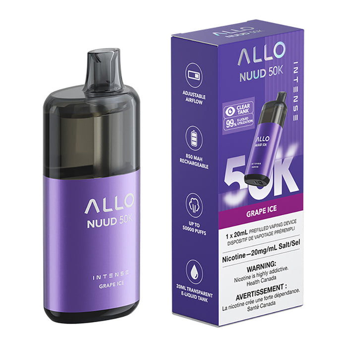 Allo Intense Nuud 50K Disposable Vape Device - Grape Ice 20ml