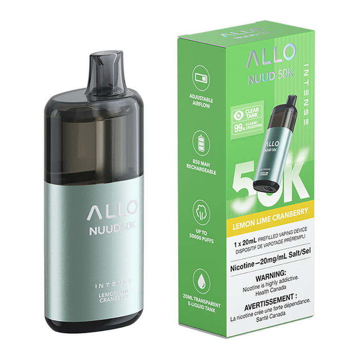 Allo Intense Nuud 50K Disposable Vape Device - Lemon Lime Cranberry 20ml
