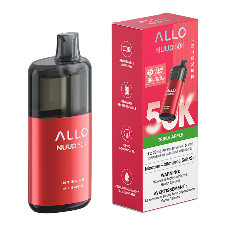 Allo Intense Nuud 50K Disposable Vape Device - Triple Apple 20ml| Free Shipping $75+ NVB Inc. Allo Intense Nuud 50K Disposable Vape Device - Triple Apple 20ml| Free Shipping $75+ NVB Inc.