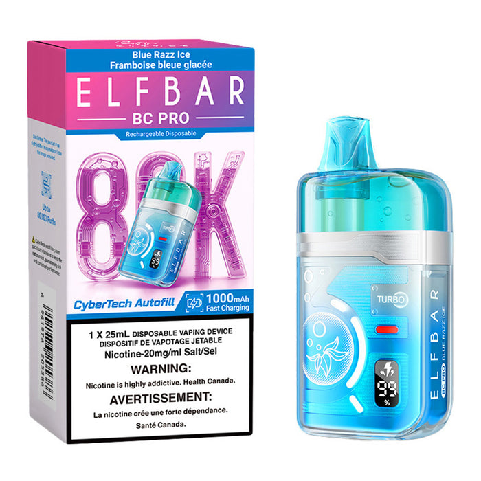 Elf Bar BC Pro 80K Disposable Vape Device - Blue Razz Ice 25ml