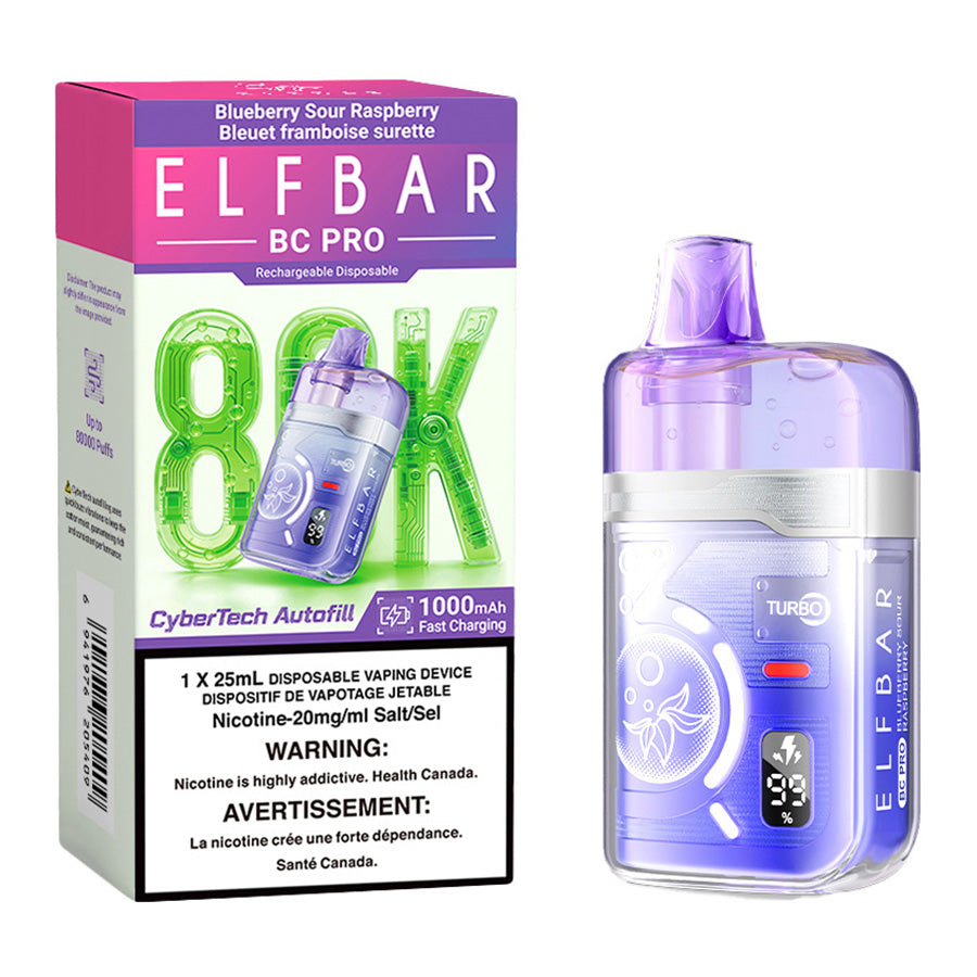Elf Bar BC Pro 80K Disposable Vape Device - Blueberry Sour Raspberry 25ml | Free Shipping $75+ NVB Inc. Elf Bar BC Pro 80K Disposable Vape Device - Blueberry Sour Raspberry 25ml | Free Shipping $75+ NVB Inc.