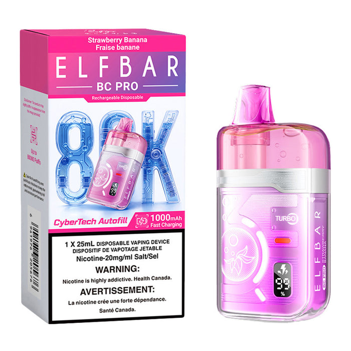 Elf Bar BC Pro 80K Disposable Vape Device - Strawberry Banana 25ml