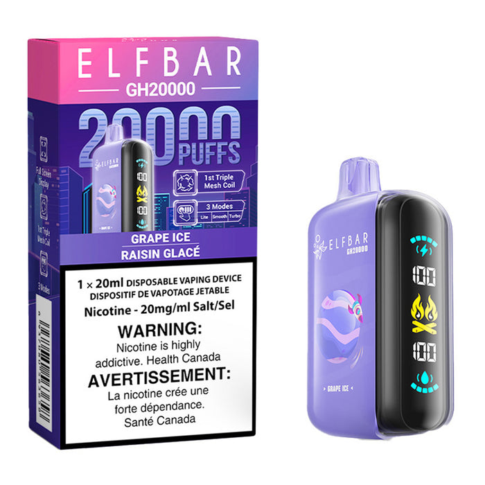 Elf Bar GH20K Disposable Vape Device - Grape Ice 20ml | Free Shipping $75+ NVB Inc. Elf Bar GH20K Disposable Vape Device - Grape Ice 20ml | Free Shipping $75+ NVB Inc.