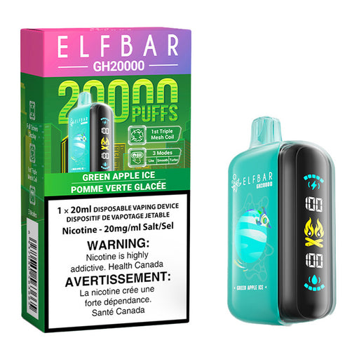 Elf Bar GH20K Disposable Vape Device - Green Apple Ice 20ml