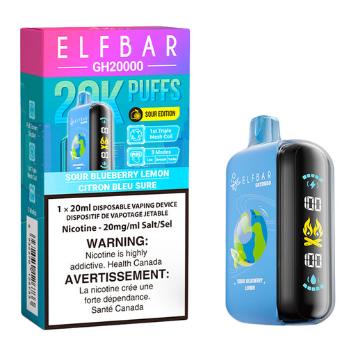 Elf Bar GH20K Disposable Vape Device - Sour Blueberry Lemon 20ml