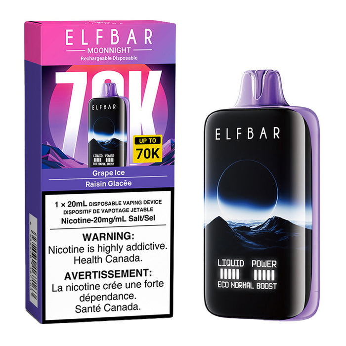 Elf Bar MoonNight 70K Disposable Vape Device - Grape Ice 20ml