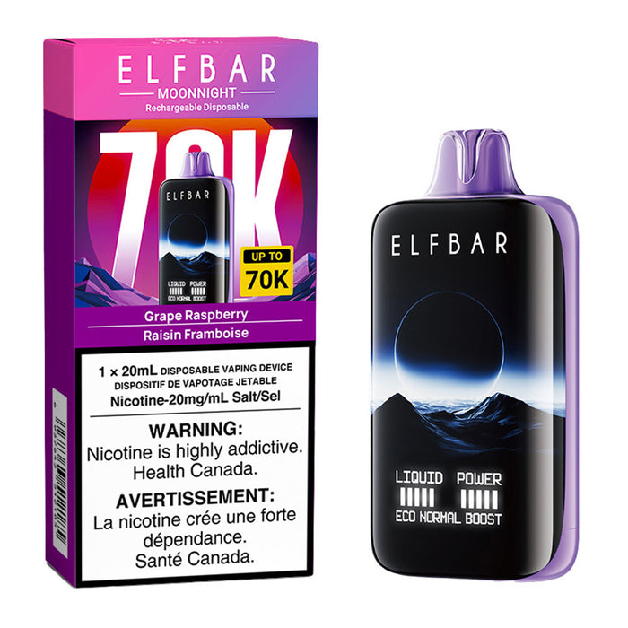 Elf Bar MoonNight 70K Disposable Vape Device - Grape Raspberry 20ml | Free Shipping $75+ NVB Inc. Elf Bar MoonNight 70K Disposable Vape Device - Grape Raspberry 20ml | Free Shipping $75+ NVB Inc.