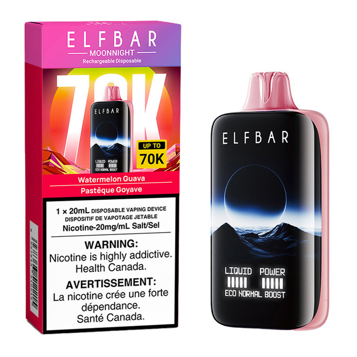 Elf Bar MoonNight 70K Disposable Vape Device - Watermelon Guava 20ml | Free Shipping $75+ NVB Inc. Elf Bar MoonNight 70K Disposable Vape Device - Watermelon Guava 20ml | Free Shipping $75+ NVB Inc.