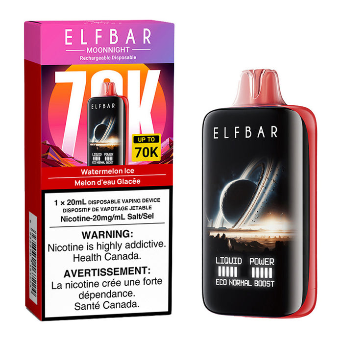 Elf Bar MoonNight 70K Disposable Vape Device - Watermelon Ice 20ml | Free Shipping $75+ NVB Inc. Elf Bar MoonNight 70K Disposable Vape Device - Watermelon Ice 20ml | Free Shipping $75+ NVB Inc.