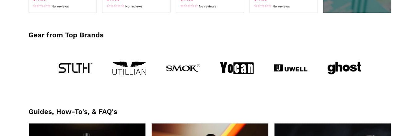 Top brands feature on homepage