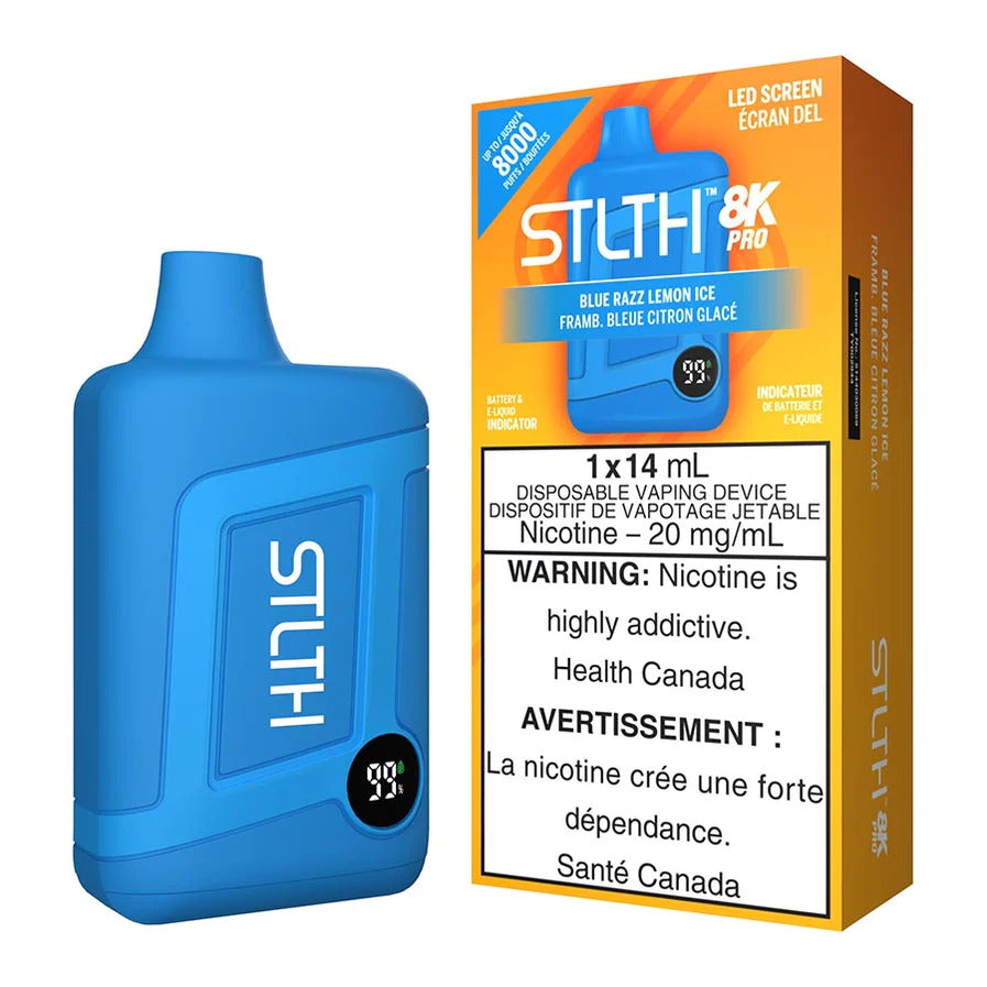 STLTH 8K Pro Blue Razz Lemon Ice disposable vape device