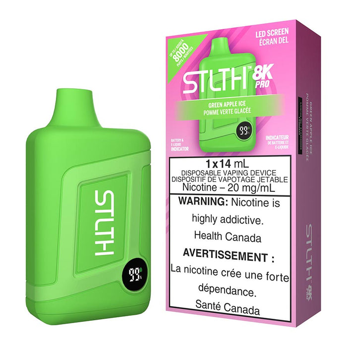 STLTH 8K Pro Disposable Vape Device - Green Apple Ice