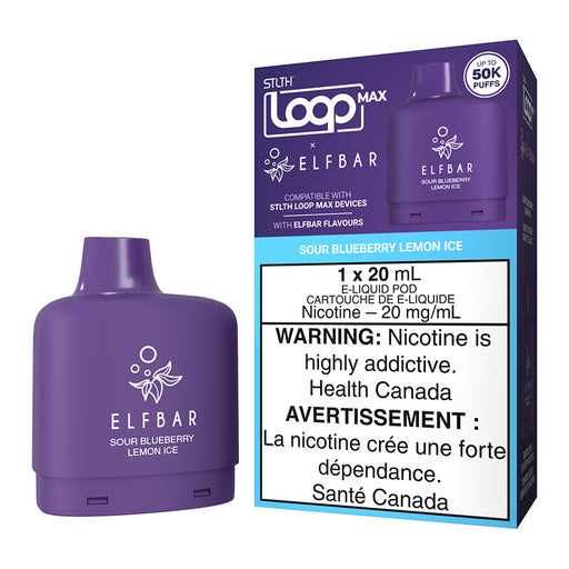 STLTH Loop Max X Elf Bar E-Liquid Pod Pack - Sour Blueberry Lemon Ice 20ml