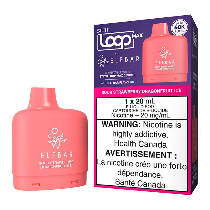 STLTH Loop Max X Elf Bar E-Liquid Pod Pack - Sour Strawberry Dragonfruit Ice 20ml