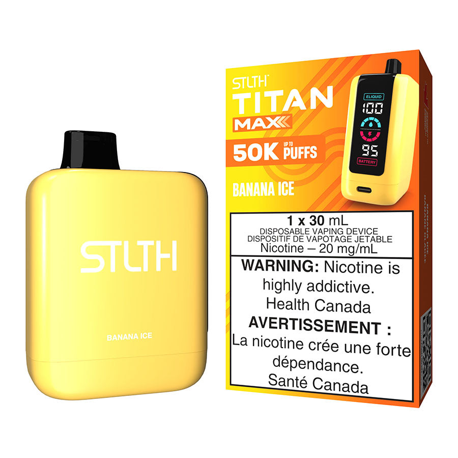 STLTH Titan Max Disposable Vape Device - Banana Ice 30ml | Free Shipping $75+ NVB Inc. STLTH Titan Max Disposable Vape Device - Banana Ice 30ml | Free Shipping $75+ NVB Inc.