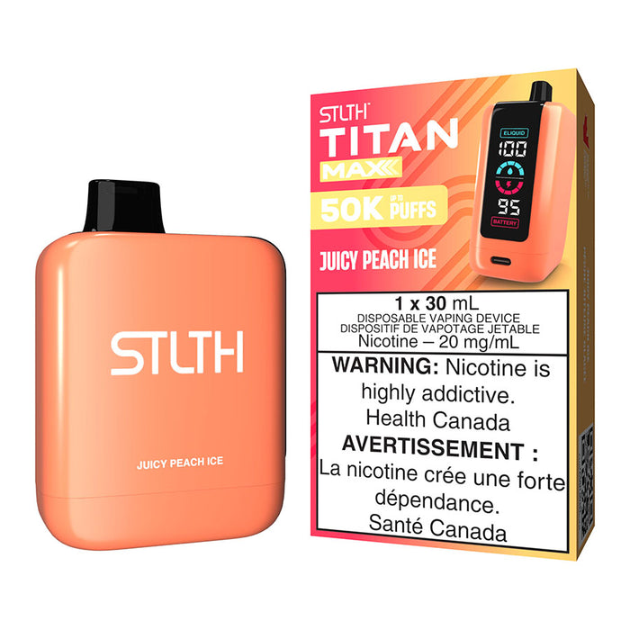 STLTH Titan Max Disposable Vape Device - Juicy Peach Ice 30ml | Free Shipping $75+ NVB Inc. STLTH Titan Max Disposable Vape Device - Juicy Peach Ice 30ml | Free Shipping $75+ NVB Inc.