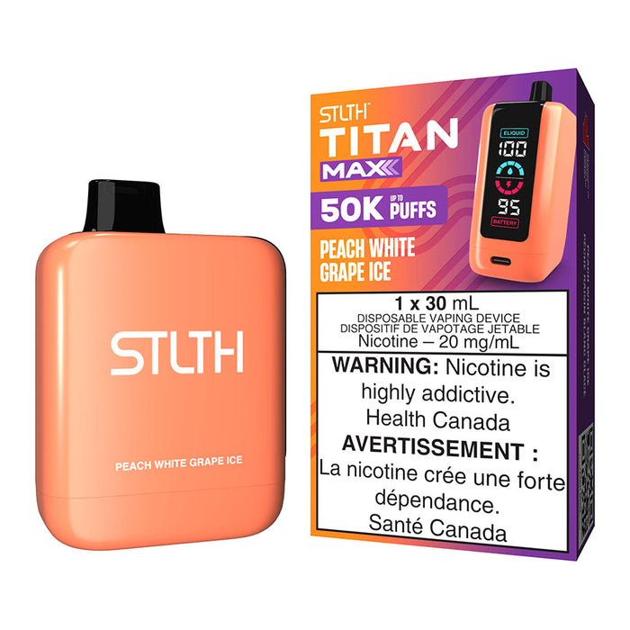 Stenz Vape STLTH Titan Max Disposable Vape Device - Peach White Grape Ice 30ml STLTH USB Type Stenz Vape STLTH Titan Max Disposable Vape Device - Peach White Grape Ice 30ml STLTH USB Type