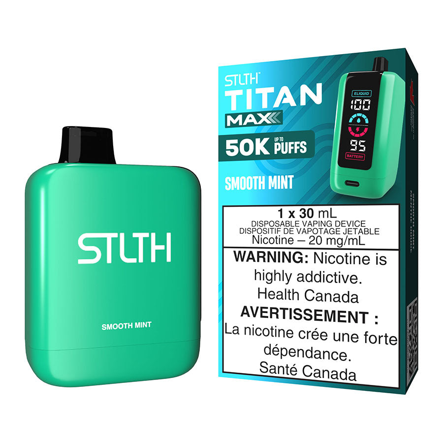 STLTH Titan Max Disposable Vape Device - Smooth Mint 30ml | Free Shipping $75+ NVB Inc. STLTH Titan Max Disposable Vape Device - Smooth Mint 30ml | Free Shipping $75+ NVB Inc.