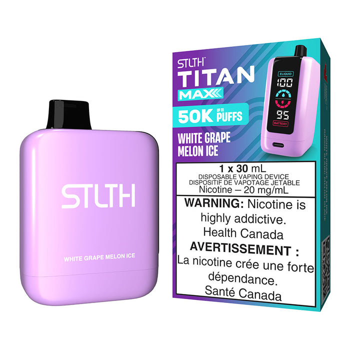 STLTH Titan Max Disposable Vape Device - White Grape Melon Ice 30ml | Free Shipping $75+ NVB Inc. STLTH Titan Max Disposable Vape Device - White Grape Melon Ice 30ml | Free Shipping $75+ NVB Inc.