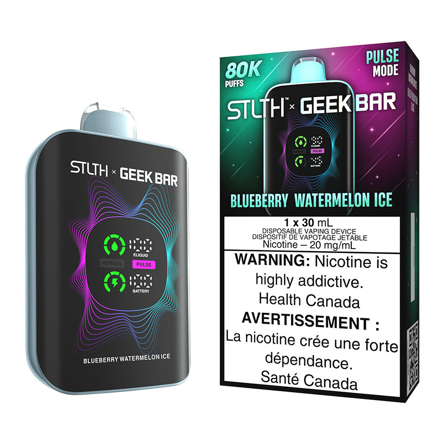 STLTH X Geek Bar Disposable Vape Device - Blueberry Watermelon Ice 30ml | Free Shipping $75+ NVB Inc. STLTH X Geek Bar Disposable Vape Device - Blueberry Watermelon Ice 30ml | Free Shipping $75+ NVB Inc.