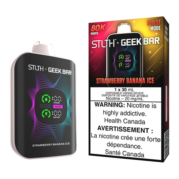 STLTH X Geek Bar Disposable Vape Device - Strawberry Banana Ice 30ml | Free Shipping $75+ NVB Inc. STLTH X Geek Bar Disposable Vape Device - Strawberry Banana Ice 30ml | Free Shipping $75+ NVB Inc.