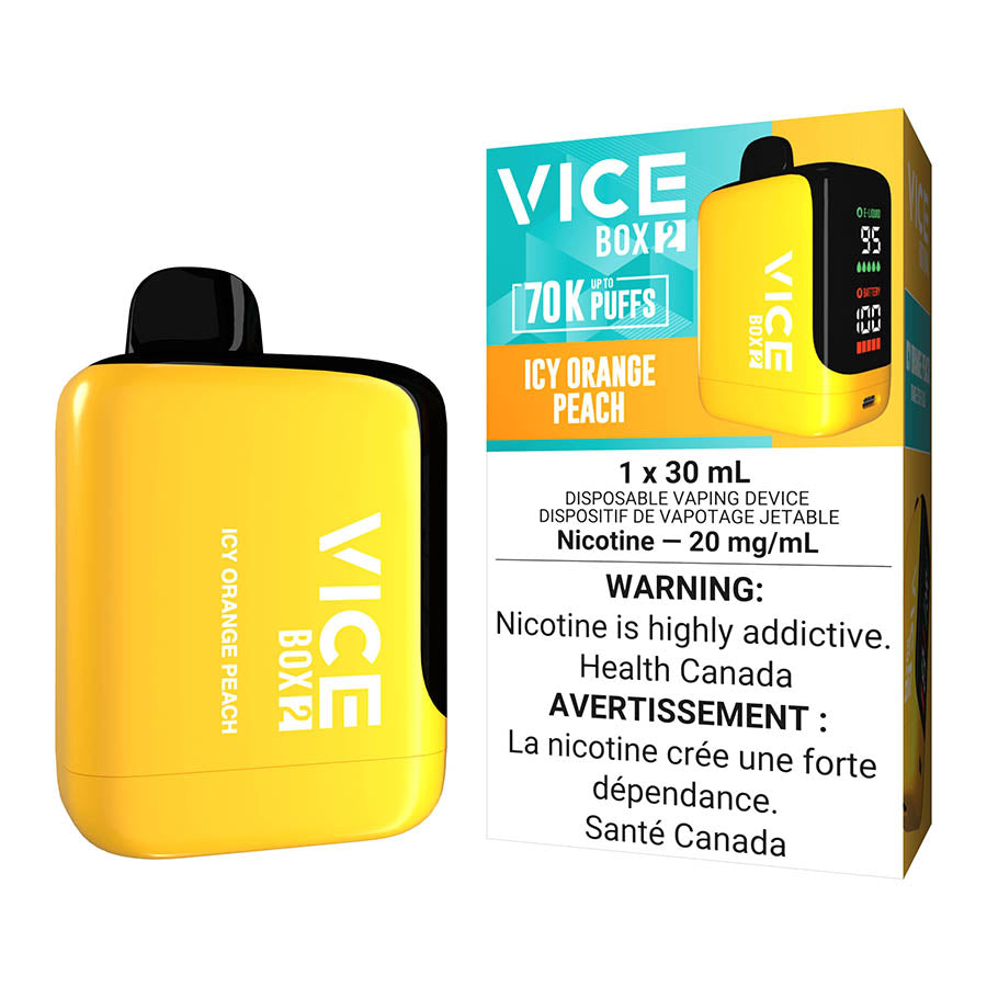 orange vape disposable Vice Box 2 Device - Icy Peach 30ml Flavor:White Peach Hubba USB Type-C Vape Voopoo Argus Matrix 50:50