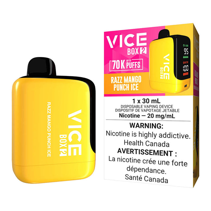 2 nic disposable vape Vice Box 2 Disposable Vape Device - Razz Mango Punch Ice 30ml