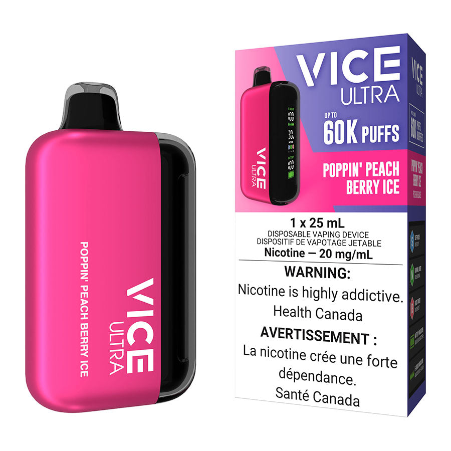 Vice Ultra Disposable Vape Device - Poppin' Peach Berry Ice 25ml | Free Shipping $75+ NVB Inc. Vice Ultra Disposable Vape Device - Poppin' Peach Berry Ice 25ml | Free Shipping $75+ NVB Inc.