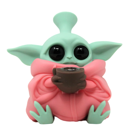 5" Baby Yoda Silicone Water Pipe Pink