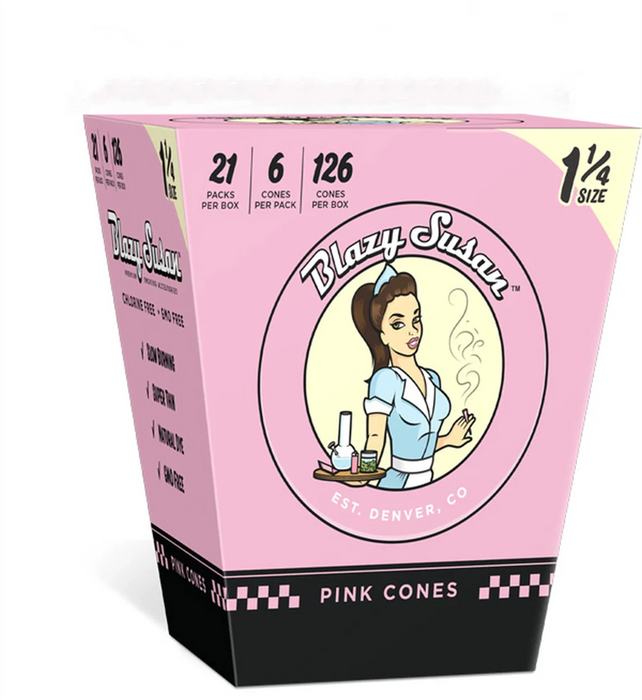 Blazy Susan Pre Rolled Cones - 1¼ Size Pink - 6/pack