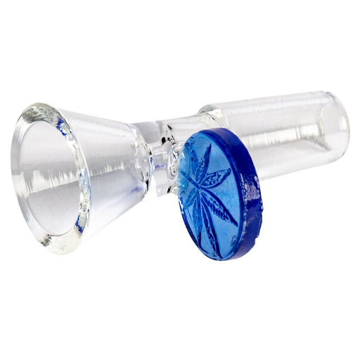 14mm Male Red Eye Glass Cone Pull-Out w/ Leaf Handle Bowl Blue