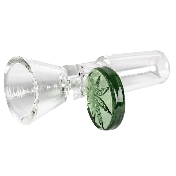 14mm Male Red Eye Glass Cone Pull-Out w/ Leaf Handle Bowl