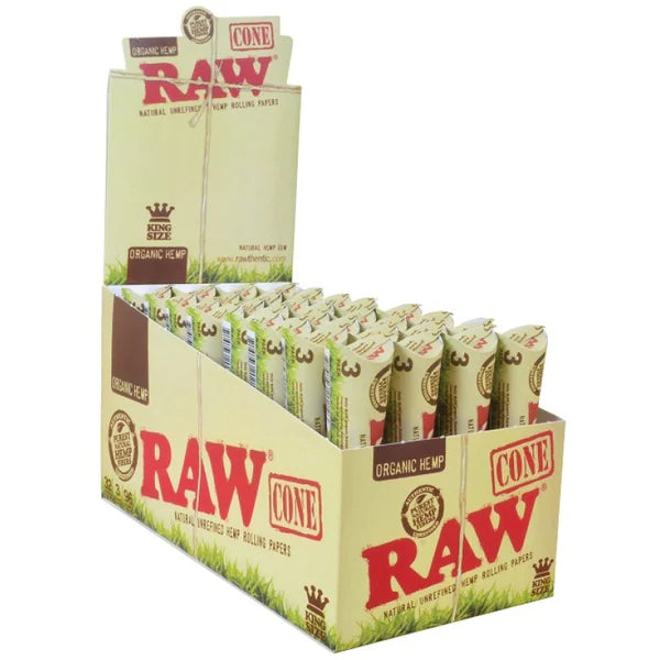 RAW Pre Rolled Cones - Organic Hemp King Size - 3/pack