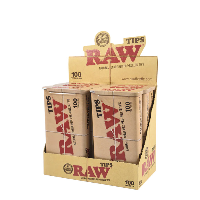 RAW Pre Rolled Filter Tips in Tin - 100/pack